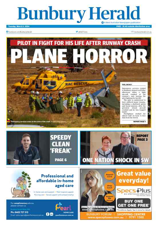 Bunbury Herald digital newspaper landing page